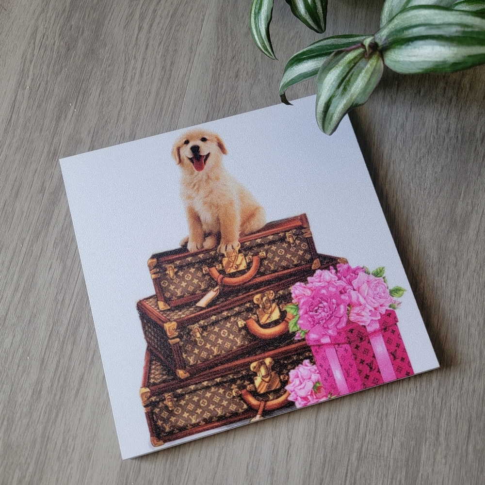 Pet Lover Dog Design Decor Cute Puppy on Luggage Art Print Decor
